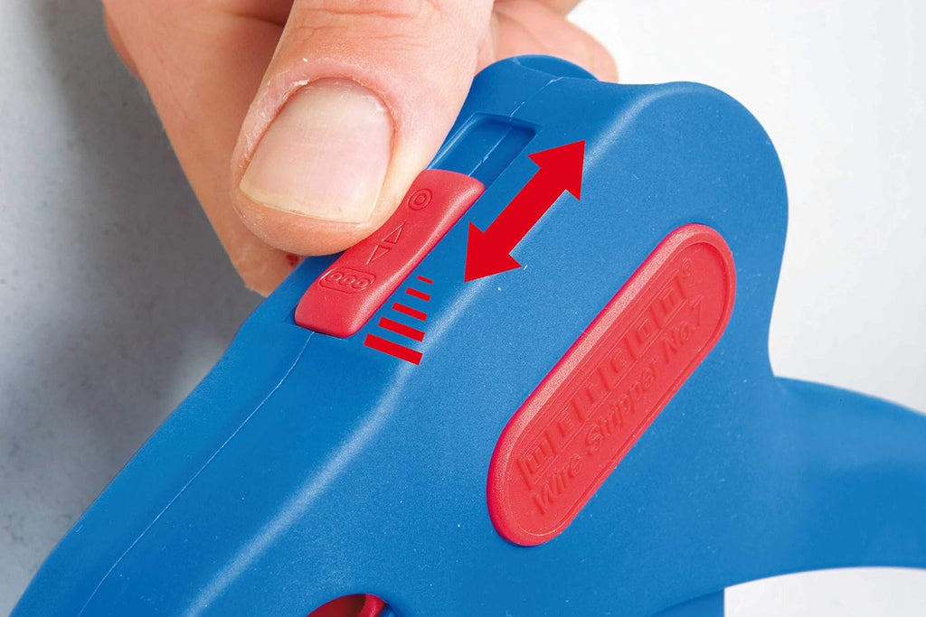 Automatic Wire Stripper for Flat Cable, 18-11 AWG (0.75-4.0 mm²), red/blue, Pack of 2 C71216