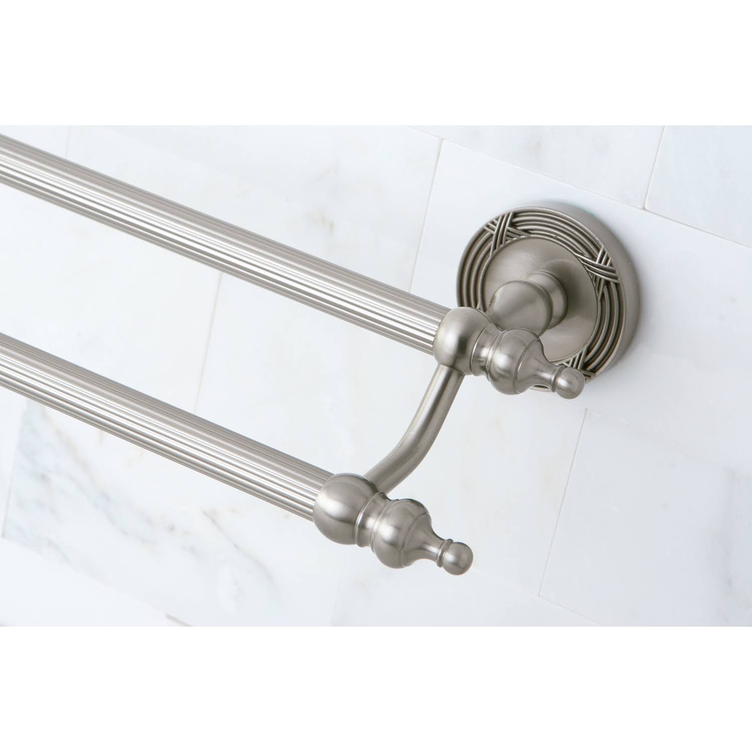 24x22 Dual Towel Bar, Satin Nickel Q628
