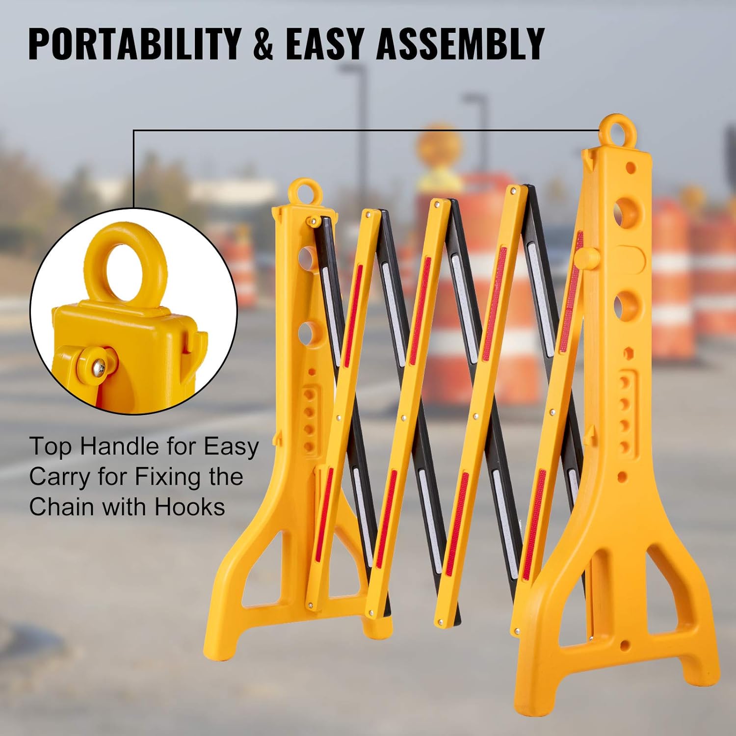 Expandable Plastic Safety Barricade with Reflective Strips 2 Pcs O98949