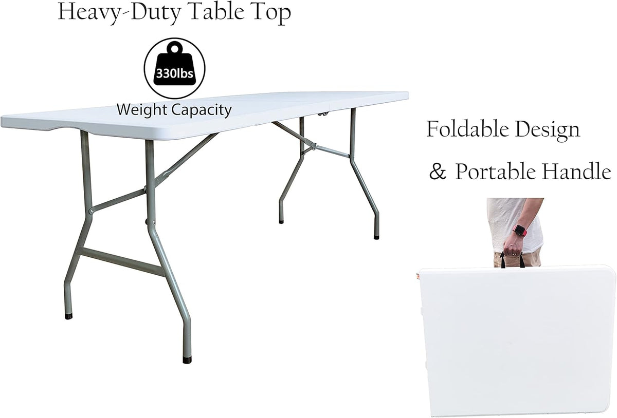 6 Foot Folding Plastic Utility Table with Handle U840