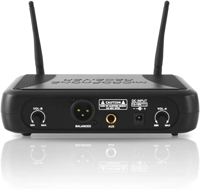 Black Wireless Microphone System with Headset and Lapel Mic R408377