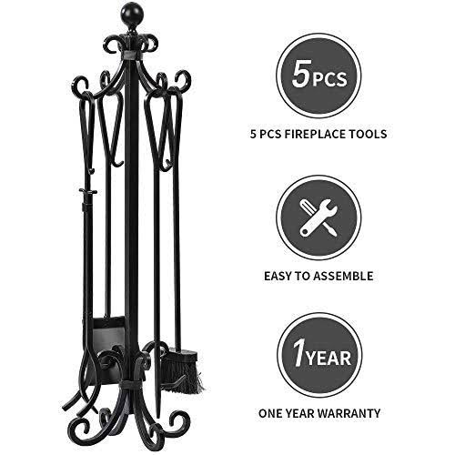 5 Pieces Cast Iron Fireplace Tools Q130