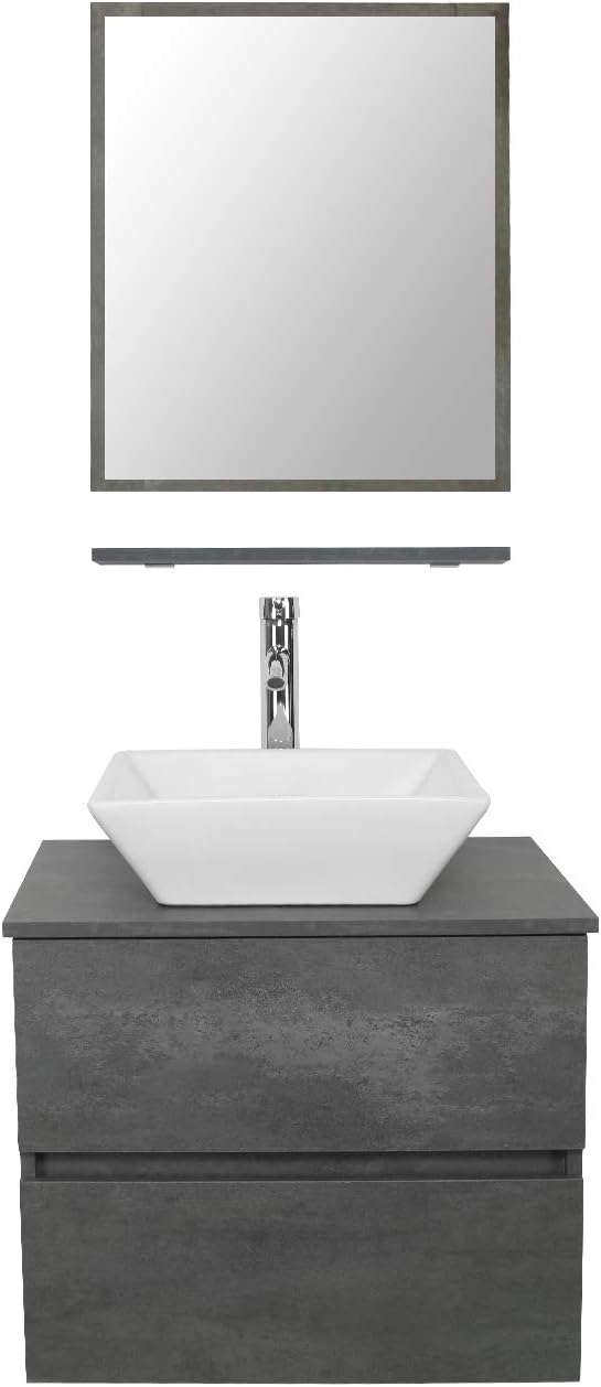 Concrete Grey Wall Mounted Bathroom Vanity F815