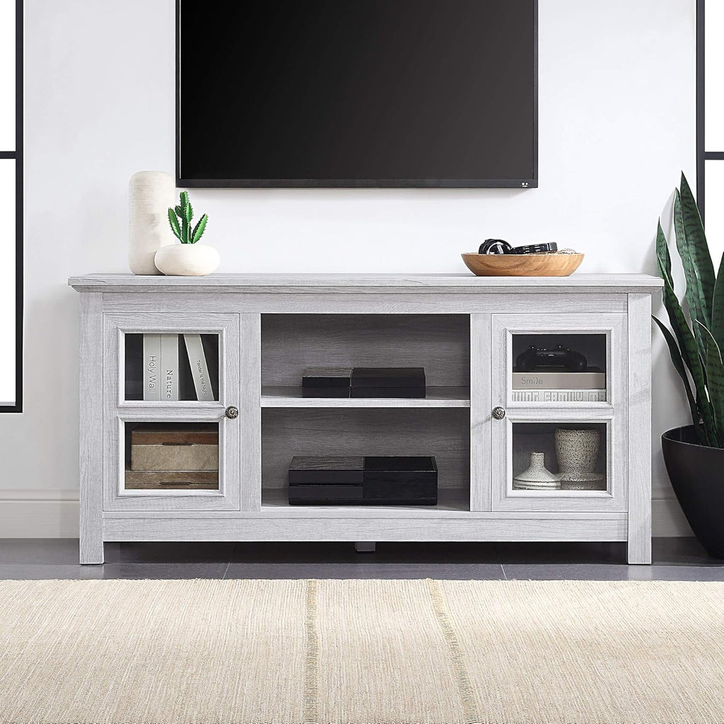 58 Inch Electric Fireplace TV Stand with Open Storage Shelves & Cabinets T144