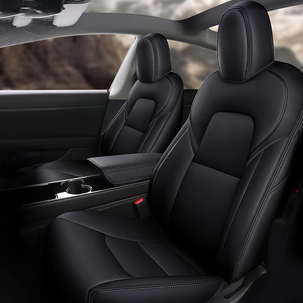 Faux Leather Car Seat Cover Full Set Front Rear Seat Black 5 Seats Z7529