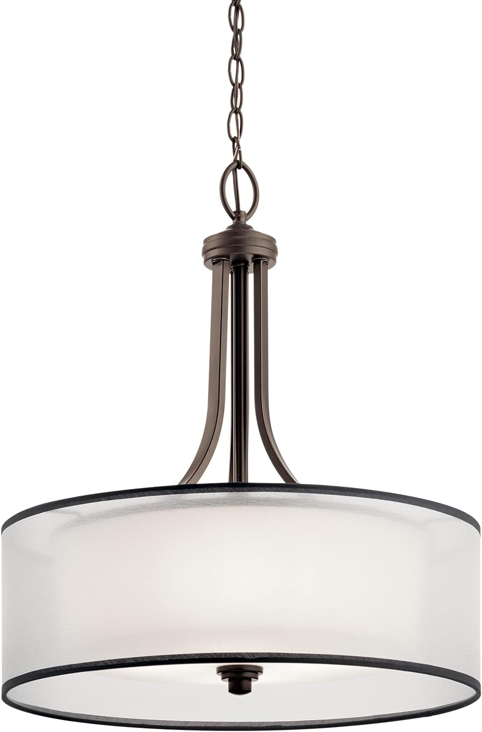 4 Light Pendant with Satin Etched Cased Opal Inner Diffusers and Light Umber Translucent Organza Outer Shade in Mission Bronze G2249