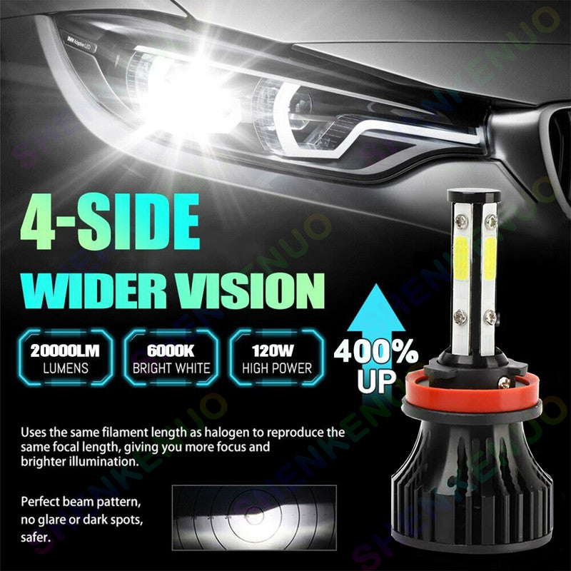 4pc 6000K White H9 H11 High/Low Beam Headlights W7752