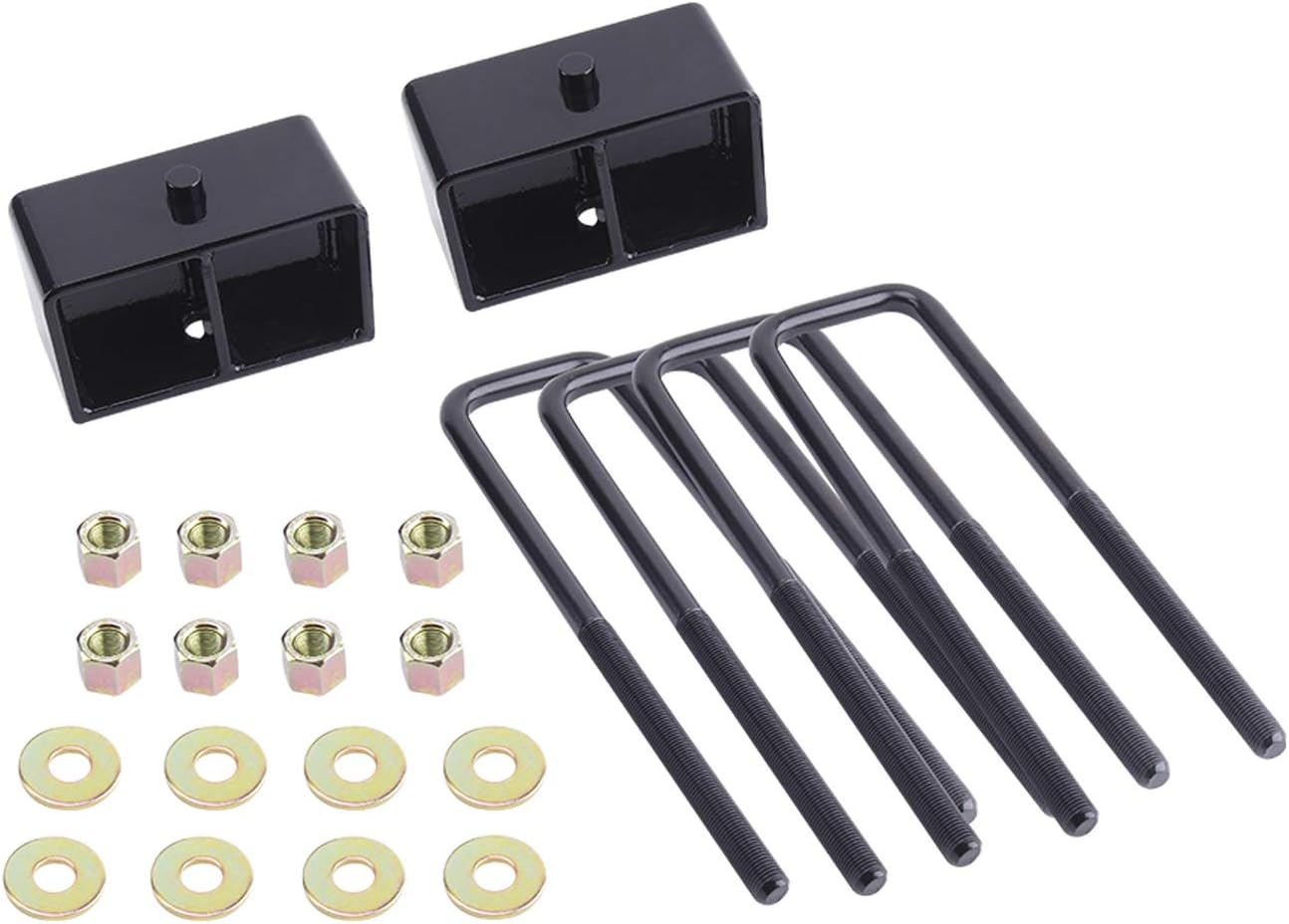 3 Inch Rear Leveling Lift Kit Block with U Bolts, Black Pack of 2 T852