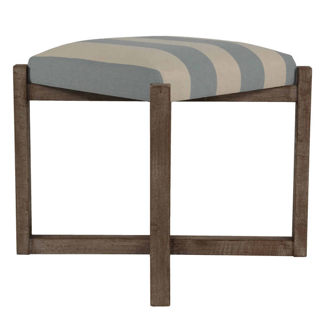 Blue and White Striped Square Ottoman T922