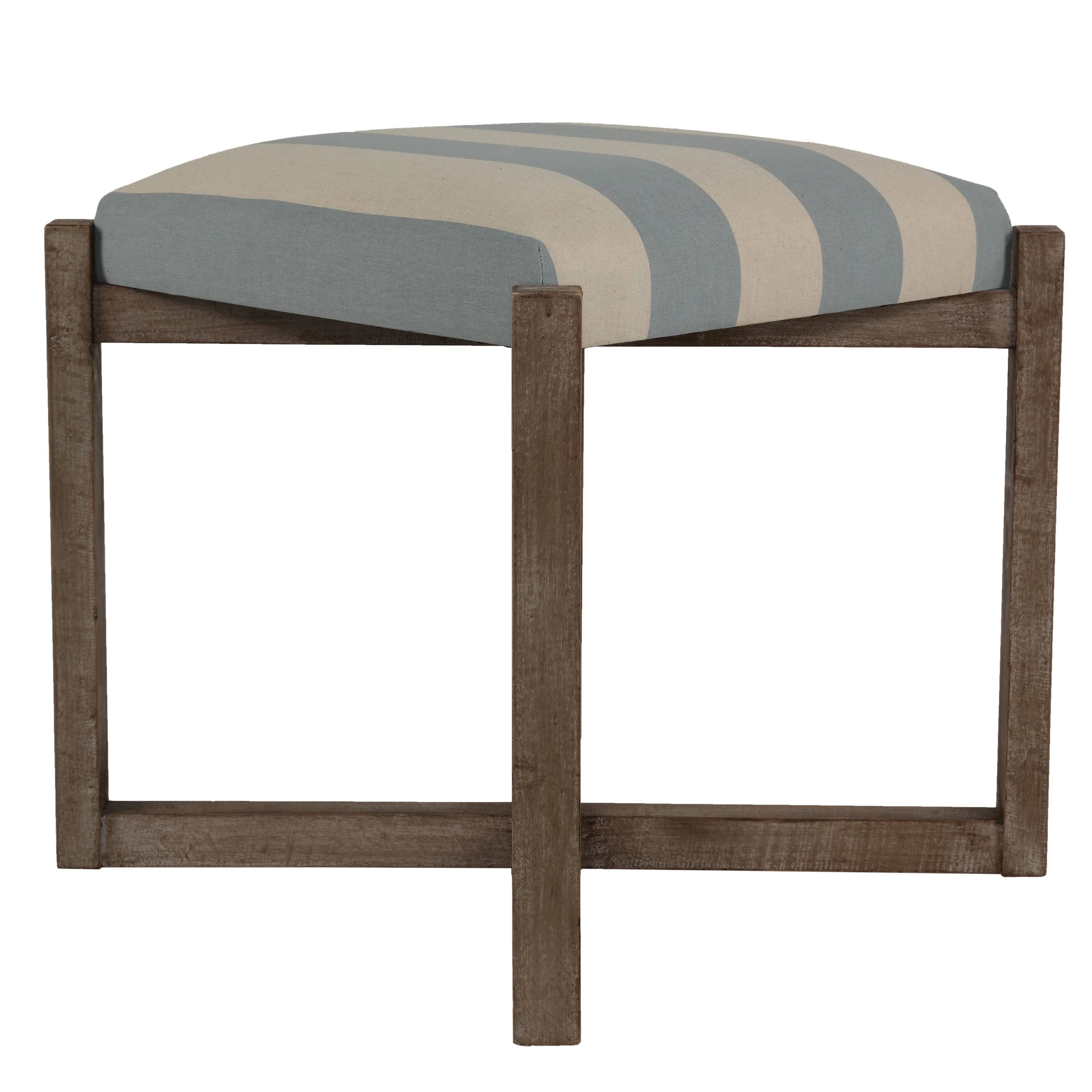 Blue and White Striped Square Ottoman T922