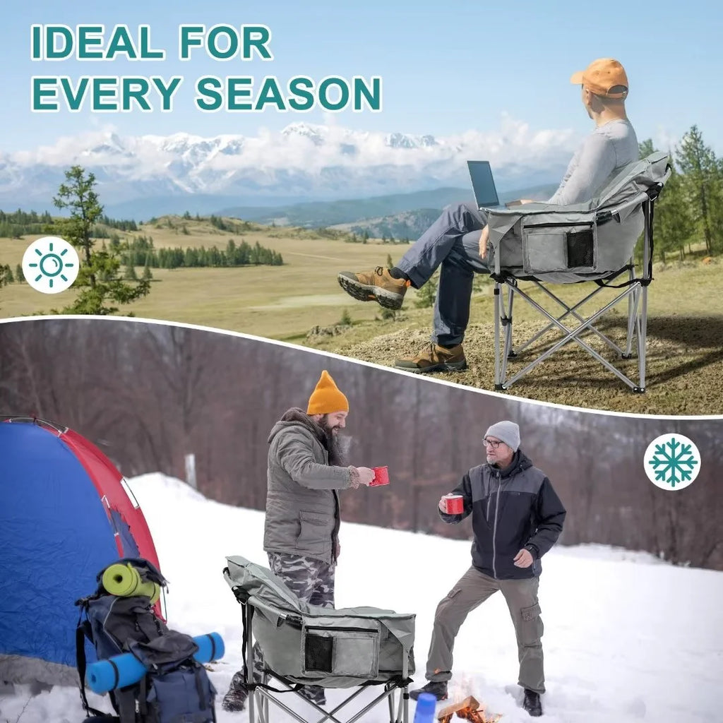 Heated Camping Chair with Lumbar Support, Gray I250004