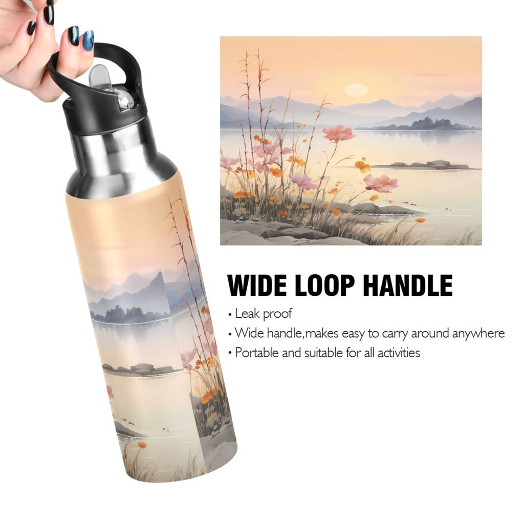 Stainless Steel Insulated Thermos Vacuum Flask Water Bottle with Straw Lid M5311