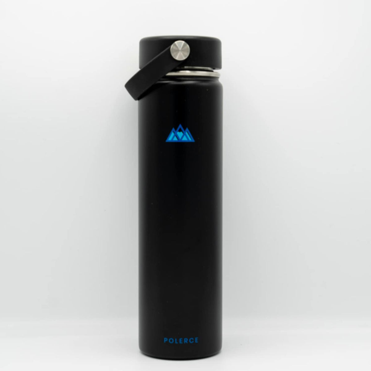 24 Oz Black Stainless Steel Vacuum Insulated Bottle with 3 Lids C523058