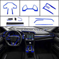 Instrument Panel Console Center Frame Decorative Trims Steering Wheel Cover Molding Automotive Full Set Car Interiors (BLUE) T895