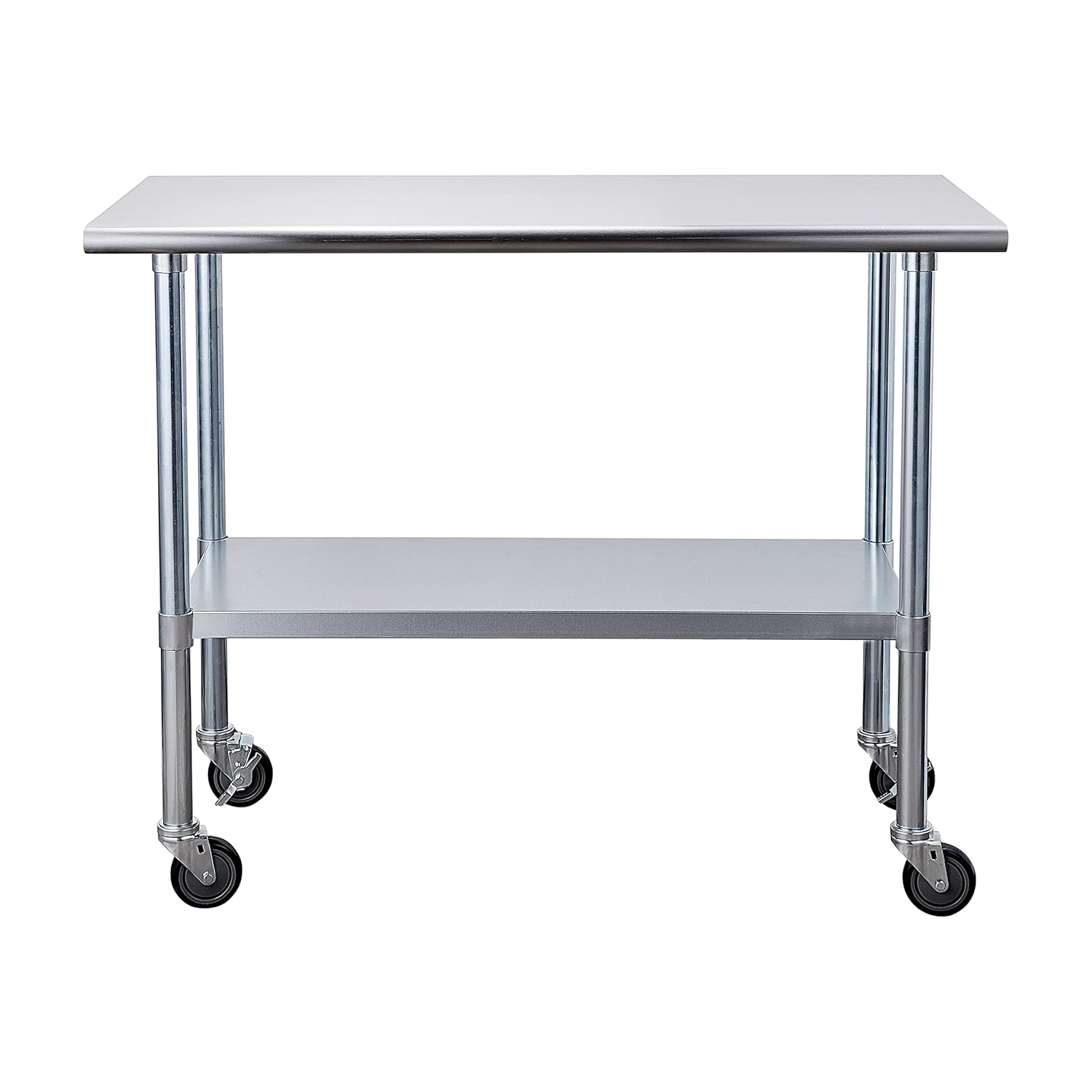Stainless Steel Table 24 x 48 Inches with Caster Wheels and Undershelf K903321