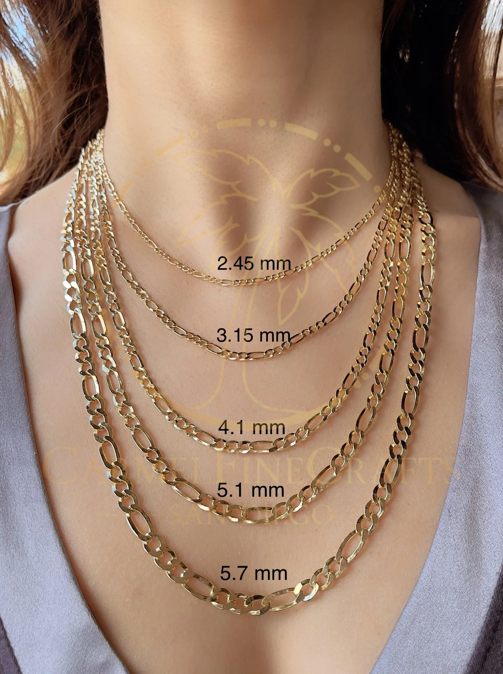 Figaro Link Chain Necklace 16" - 24" T1595