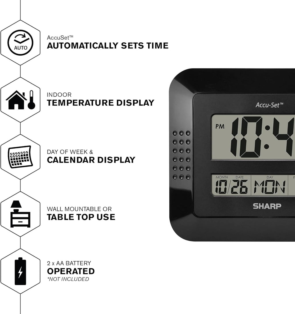 Analog Wall Clock with Indoor Temperature Display and Calendar Display V528