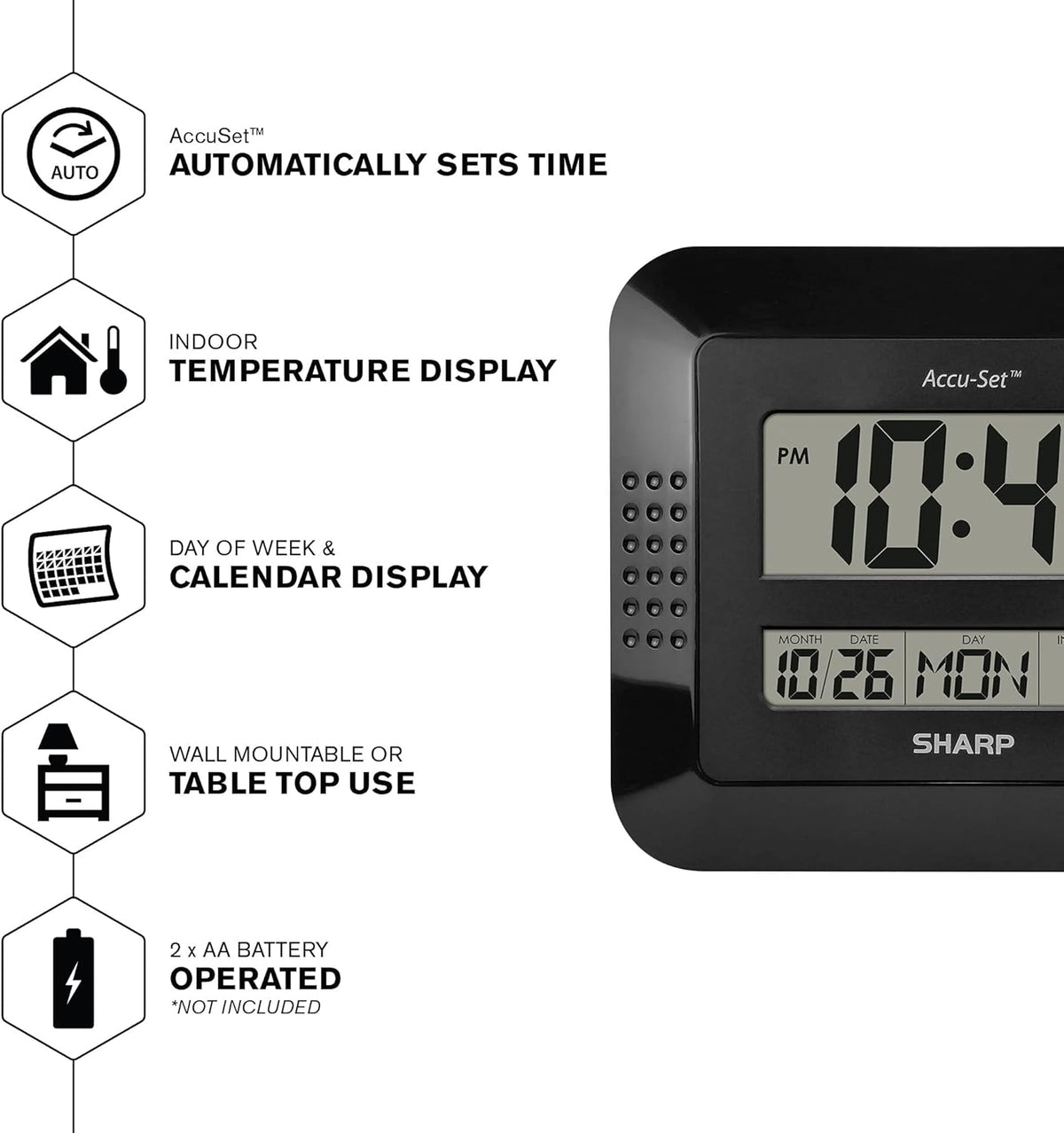 Analog Wall Clock with Indoor Temperature Display and Calendar Display V528