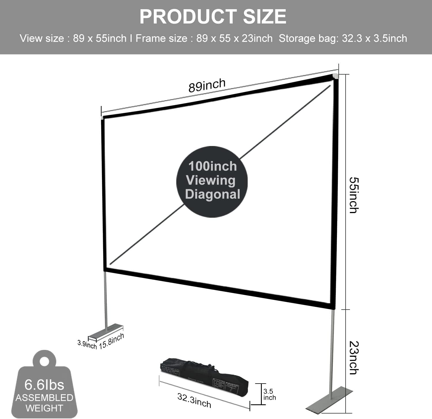 100 inch Portable Projection Screen with Stand P72261