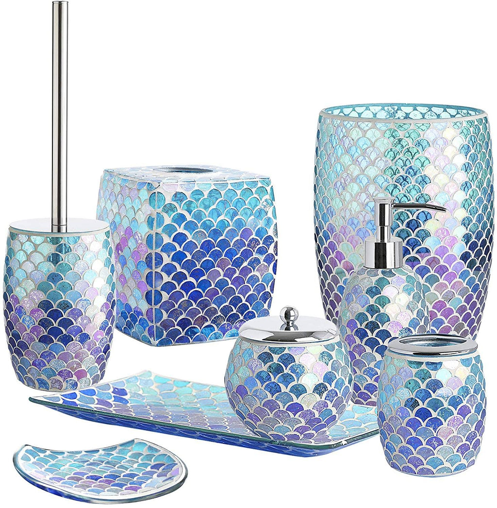 Glass Mosaic Decorative Trash Can N8356