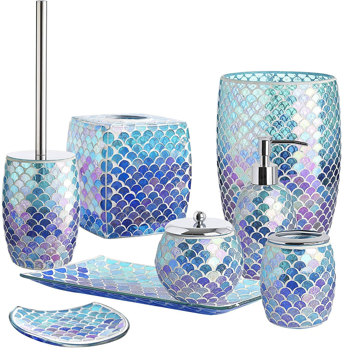 Glass Mosaic Decorative Trash Can N8356
