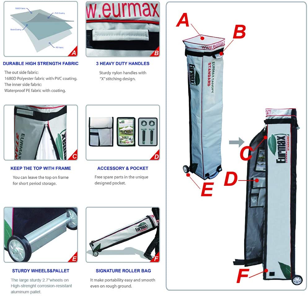 8 x 12 Instant Canopy Tent with Wheeled Storage Bag T827
