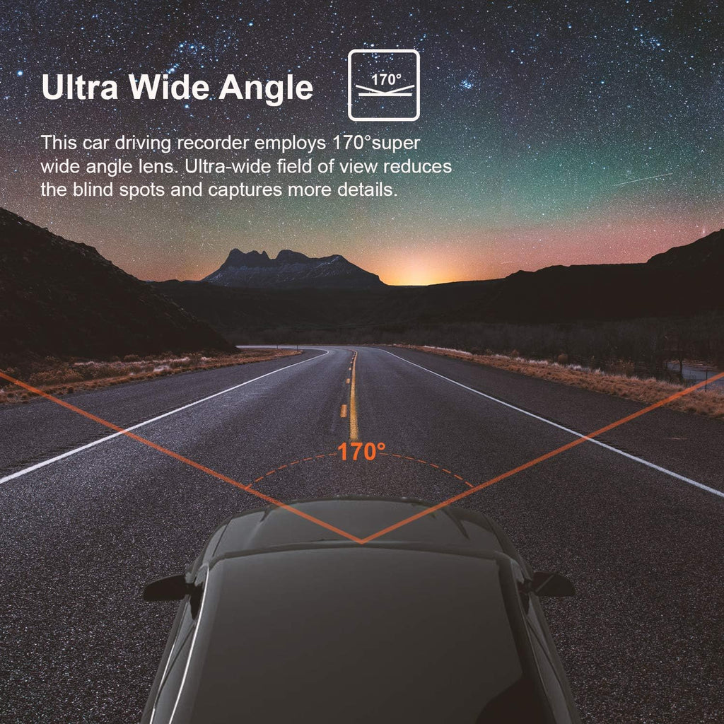 2.4 LCD Screen 170° Wide Angle Dash Cam, Pack of 2 J688388