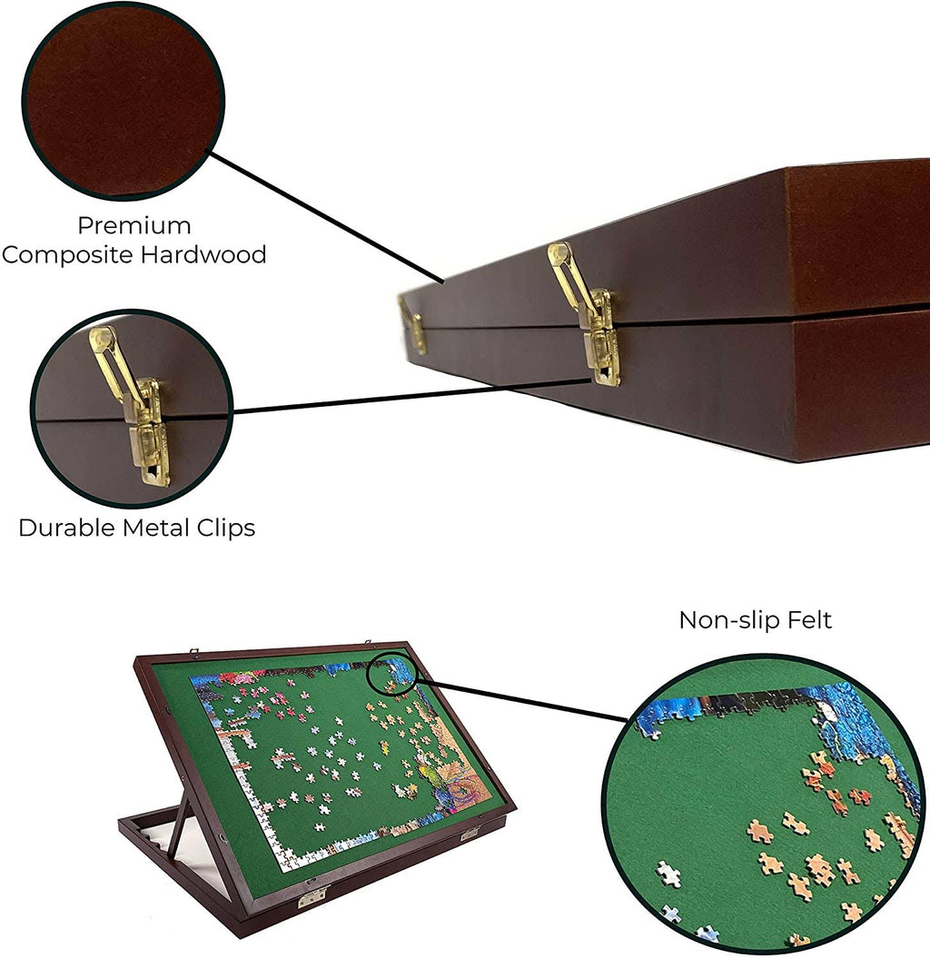 Adjustable Wooden Jigsaw Puzzle Table with Felt Mat 32” x 22” H95146