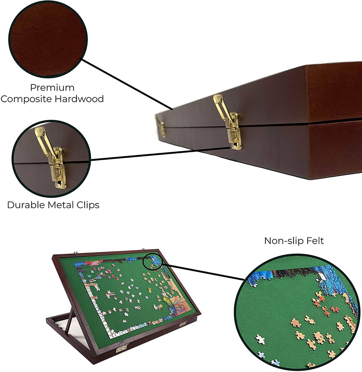 Adjustable Wooden Jigsaw Puzzle Table with Felt Mat 32” x 22” H95146