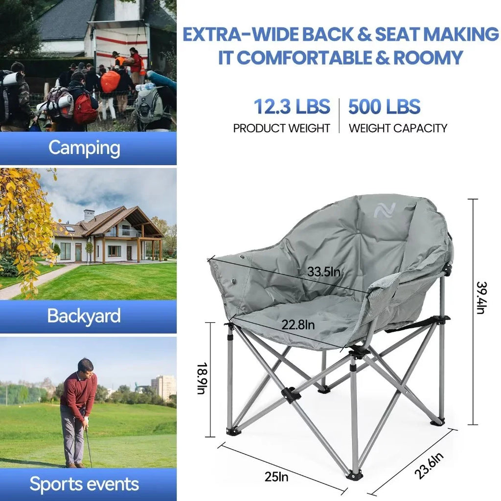 Heated Camping Chair with Lumbar Support, Gray I250004