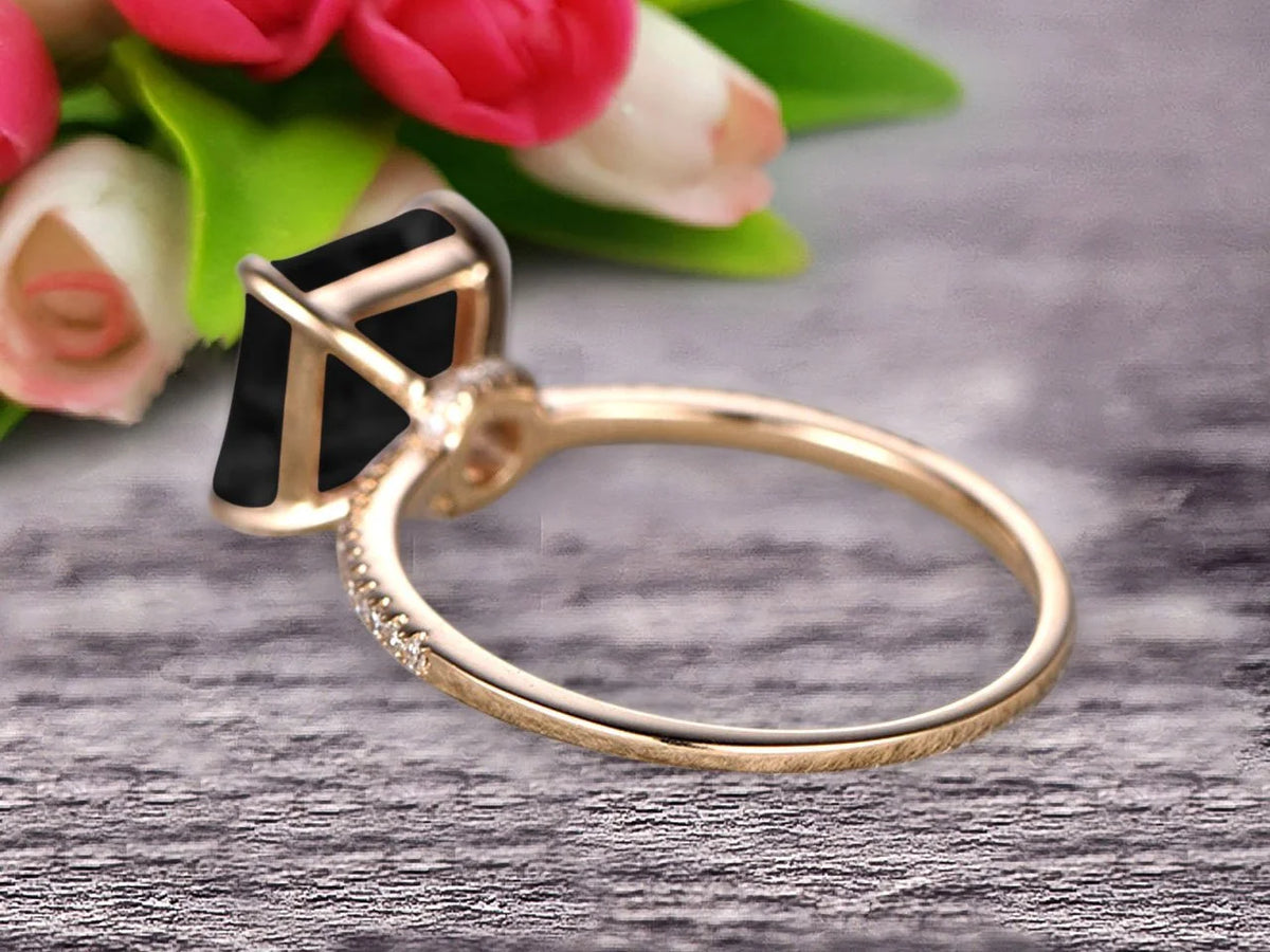 1.75 Carat Princess Cut Black Diamond Moissanite Engagement Ring 10k Yellow Gold W630191