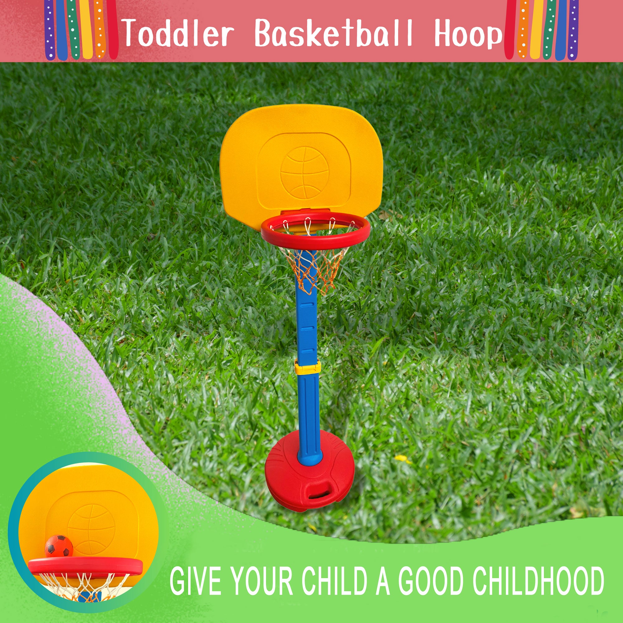 Basketball Hoop Arcade Game with Ball, Adjustable Height W915755