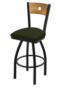 Swivel Counter Stool with Black Wrinkle Finish and Wood Seat G16456