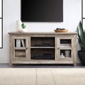 58 Inch Electric Fireplace TV Stand with Open Storage Shelves & Cabinets T144