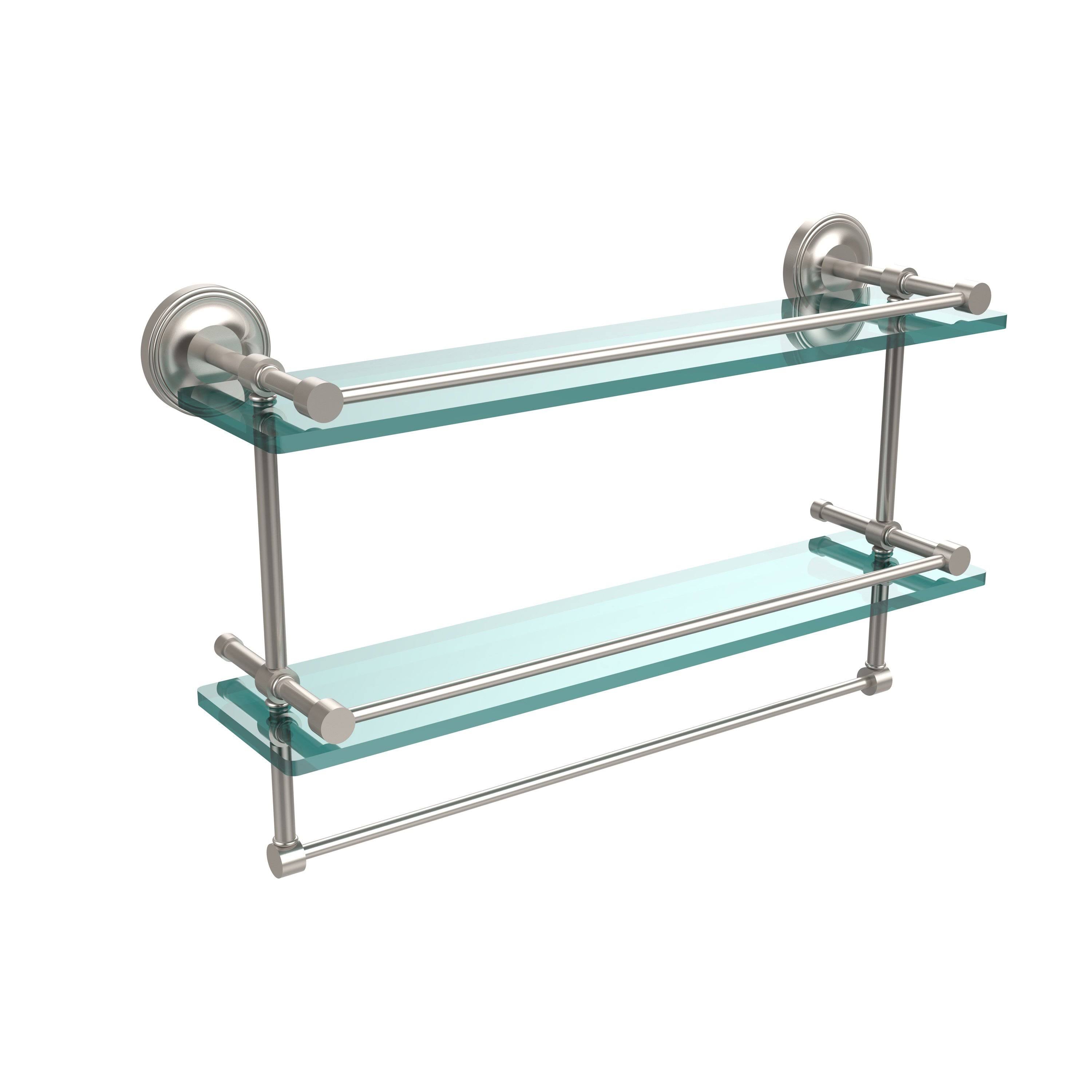 Double Glass Shelf with Towel Bar - Antique Copper - 22 inch D879732