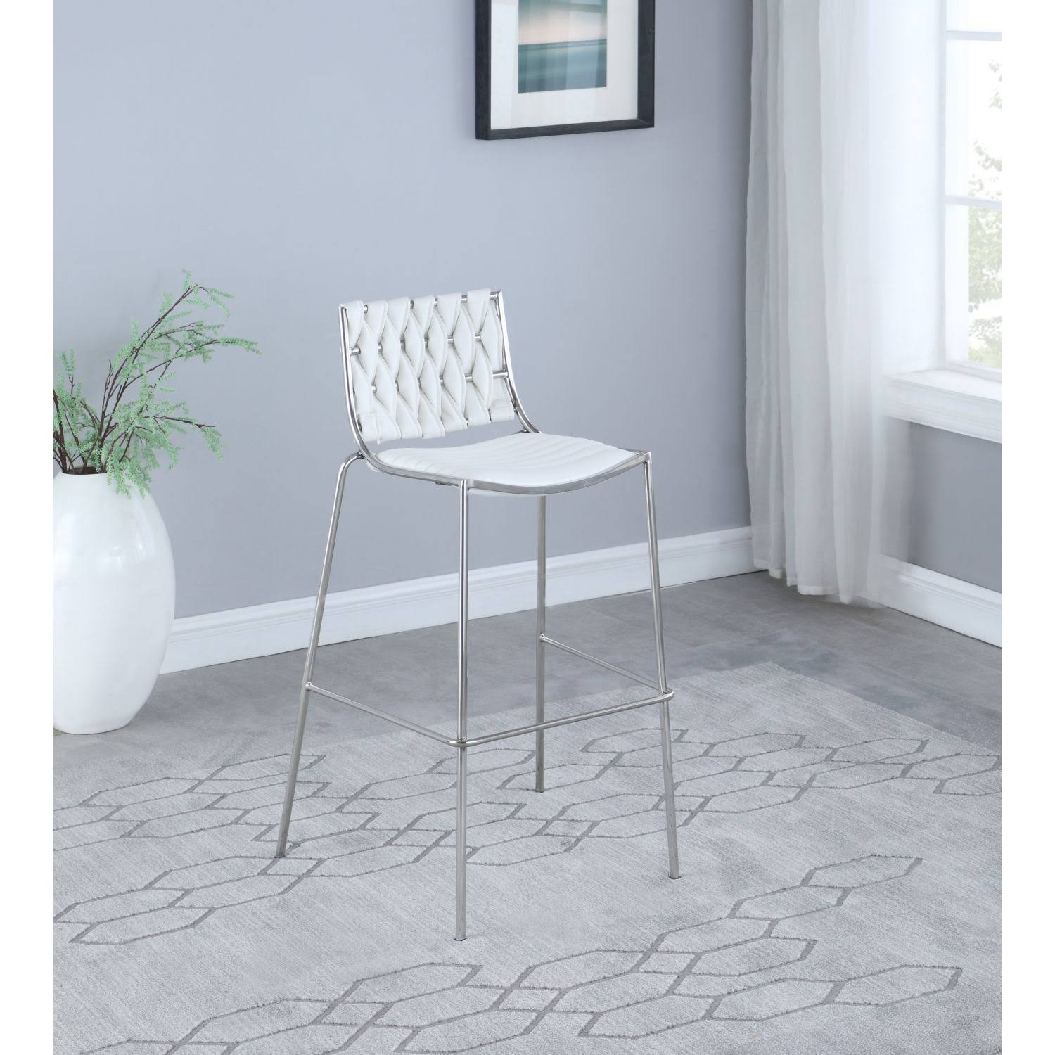 White Stackable Counter Stool with Weave Back, Set of 2 S58246