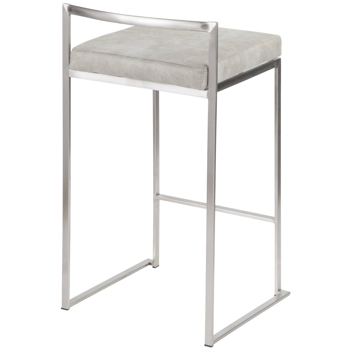 Counter Stool Set of 2 Stainless Steel Light Grey M790