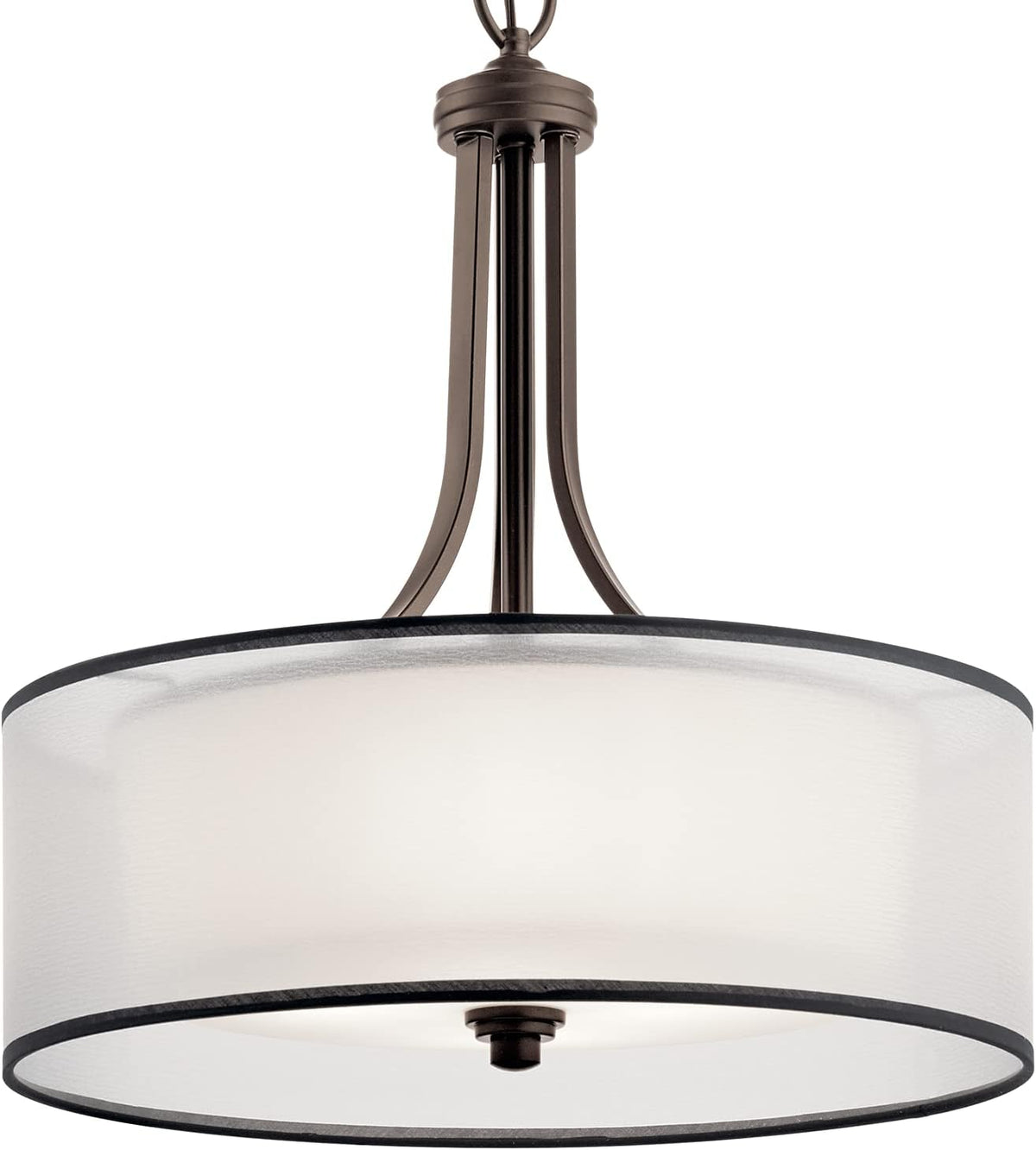 4 Light Pendant with Satin Etched Cased Opal Inner Diffusers and Light Umber Translucent Organza Outer Shade in Mission Bronze G2249