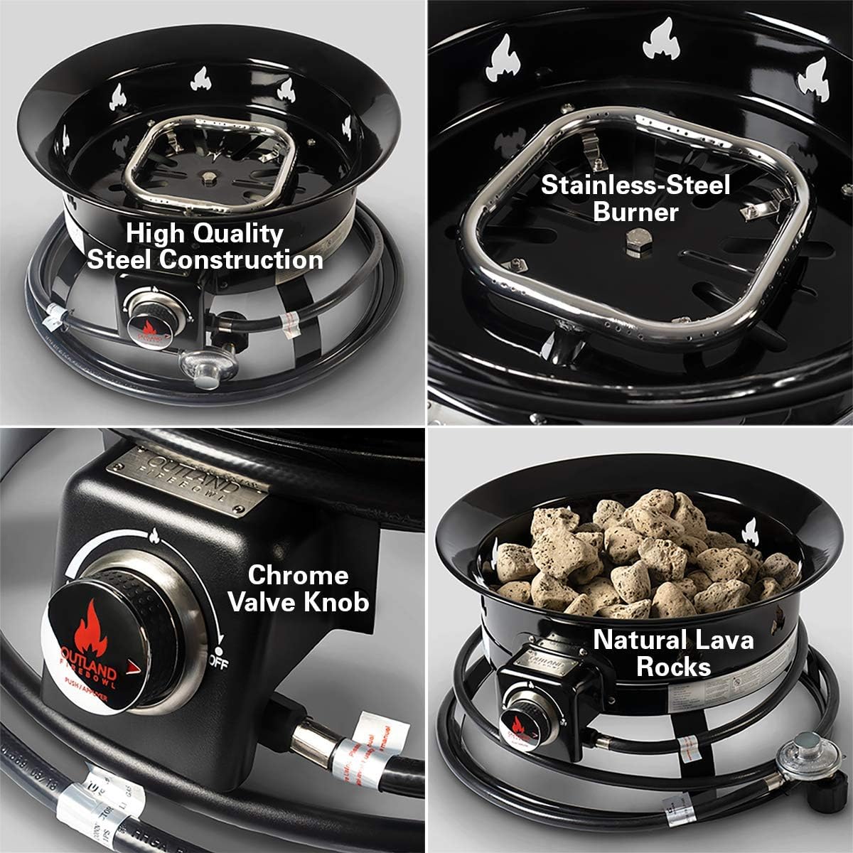 19-Inch Diameter Portable Propane Gas Fire Pit with Cover & Carry Kit P9202