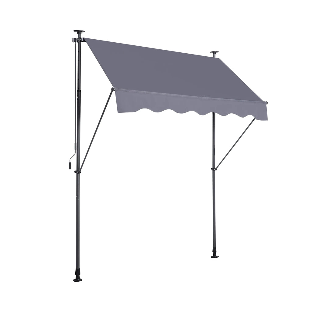 Manual Retractable Awning 118'' Outdoor Sun Shade Cover with UV Protection 100% Polyester Canopy N3845