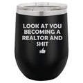12 oz Double Wall Vacuum Insulated Stainless Steel Stemless Wine Tumbler Travel Mug With Lid B1441