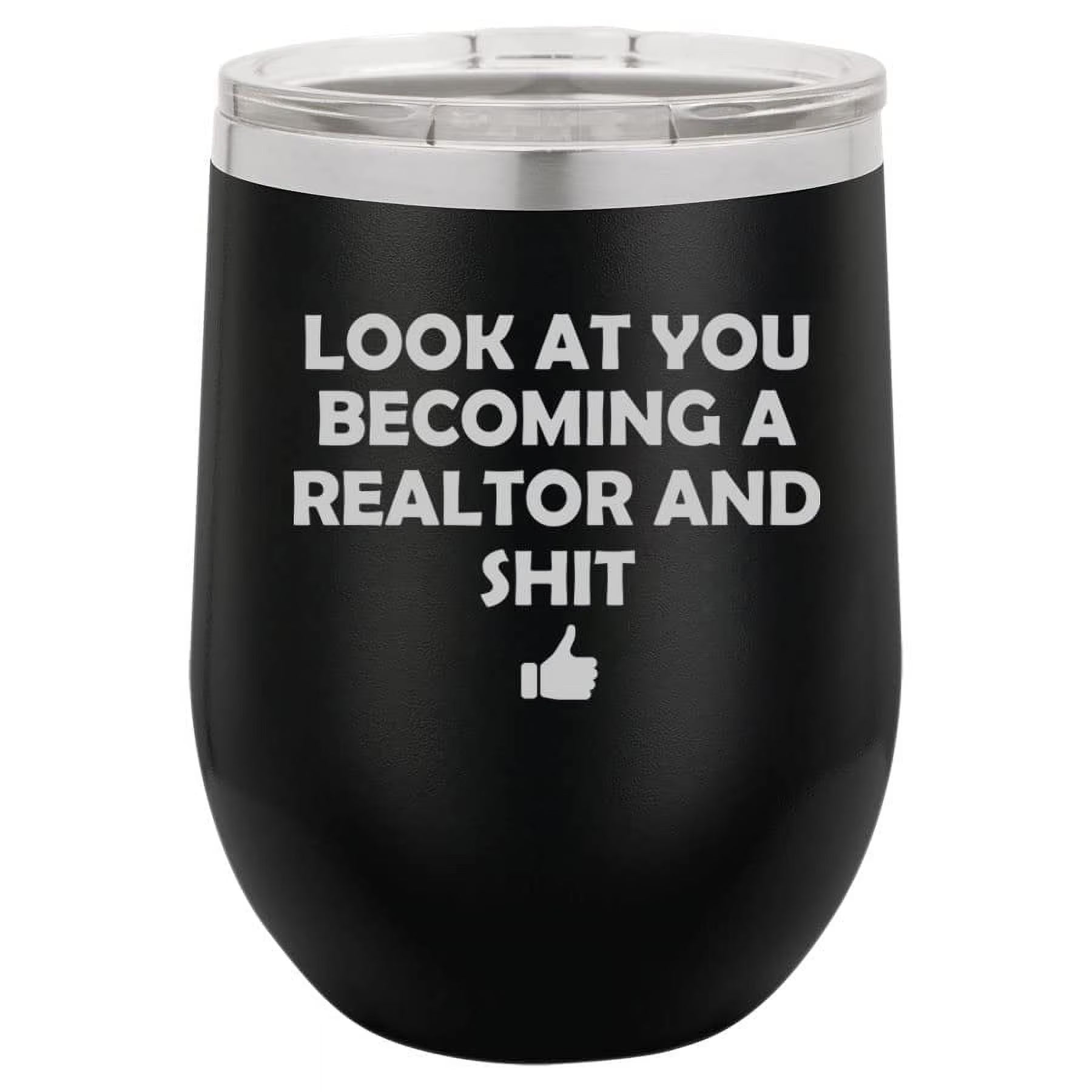 12 oz Double Wall Vacuum Insulated Stainless Steel Stemless Wine Tumbler Travel Mug With Lid B1441