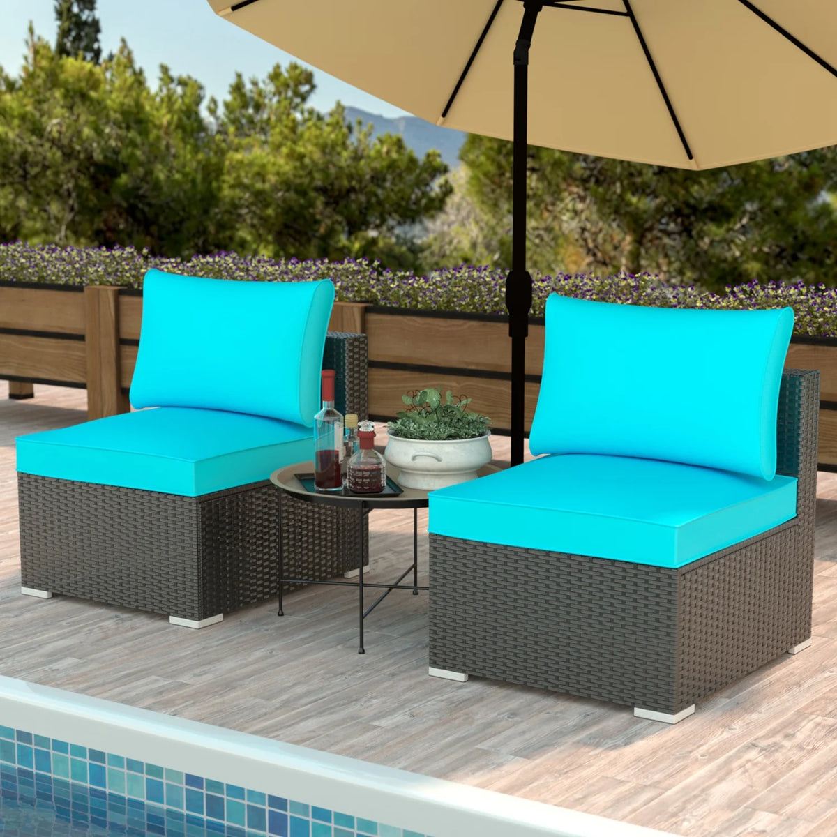 Blue Outdoor Conversation Sofa Set N846754