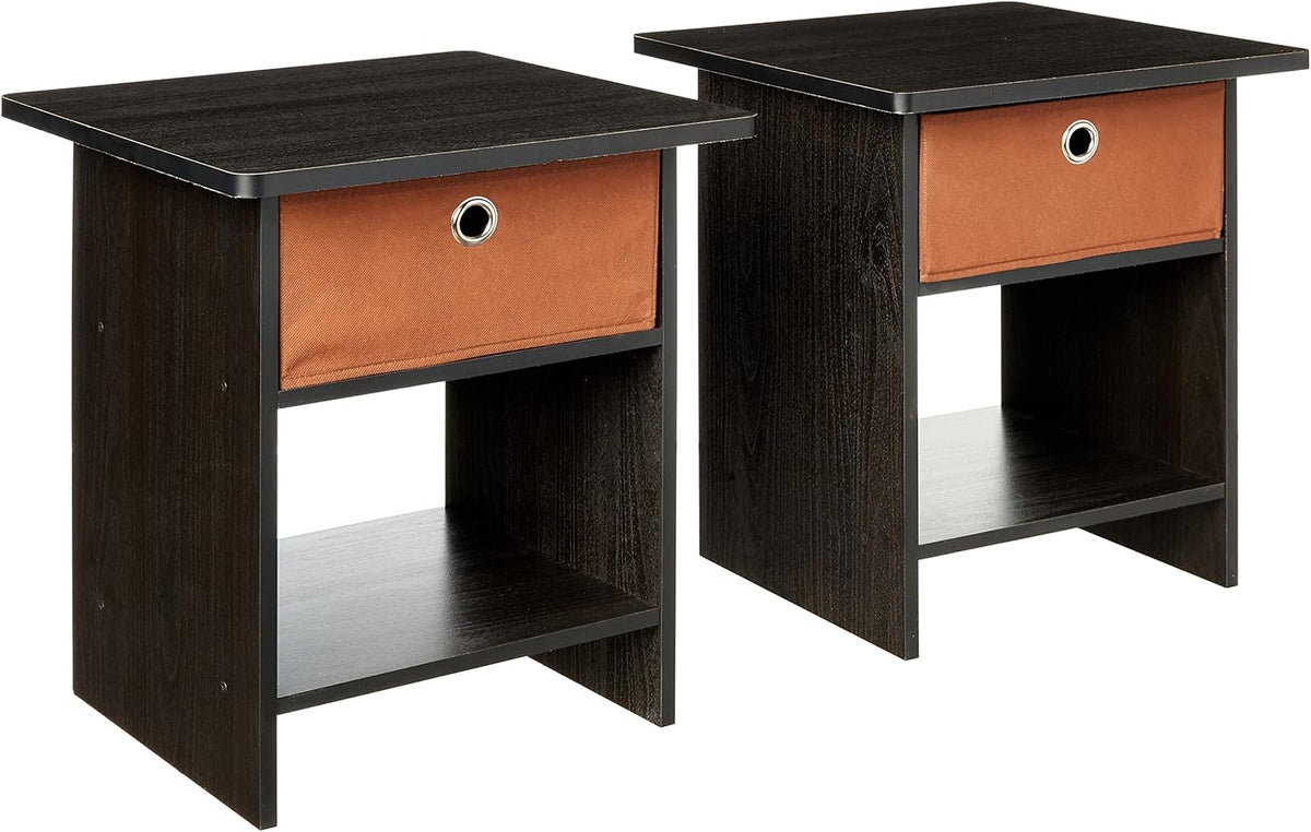 2-Pack End Table Nightstand, Medium Brown G325