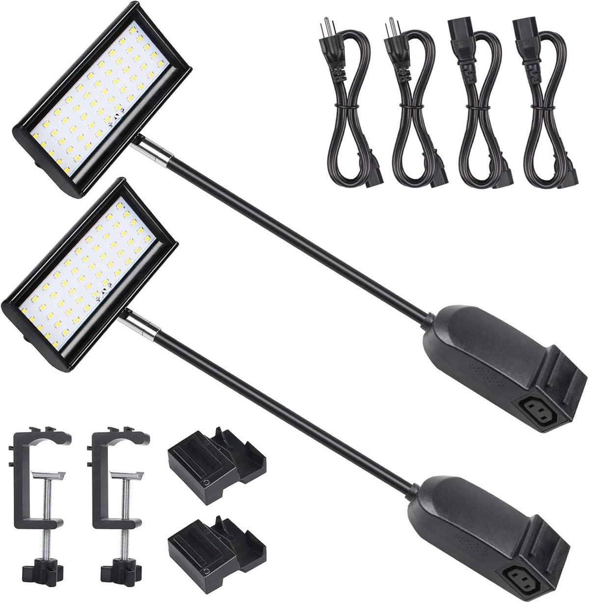 2pcs Black LED Trade Show Lights with Clamps, Mounting Brackets, Power Cables, Connect Cables X98338