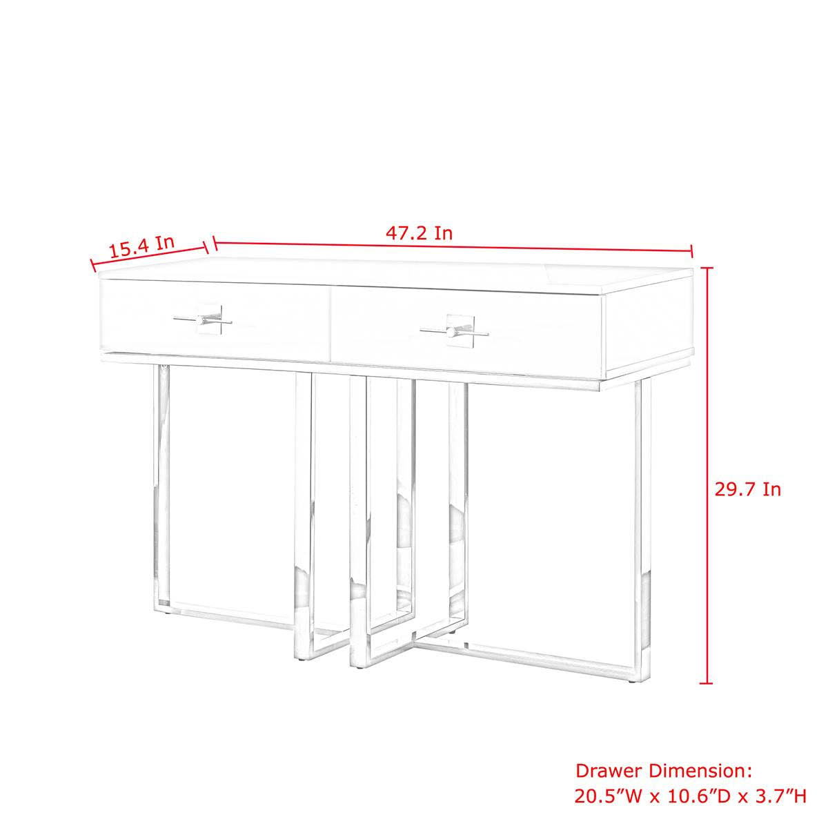 High Gloss Stainless Steel 2 Drawers Console Table U551015