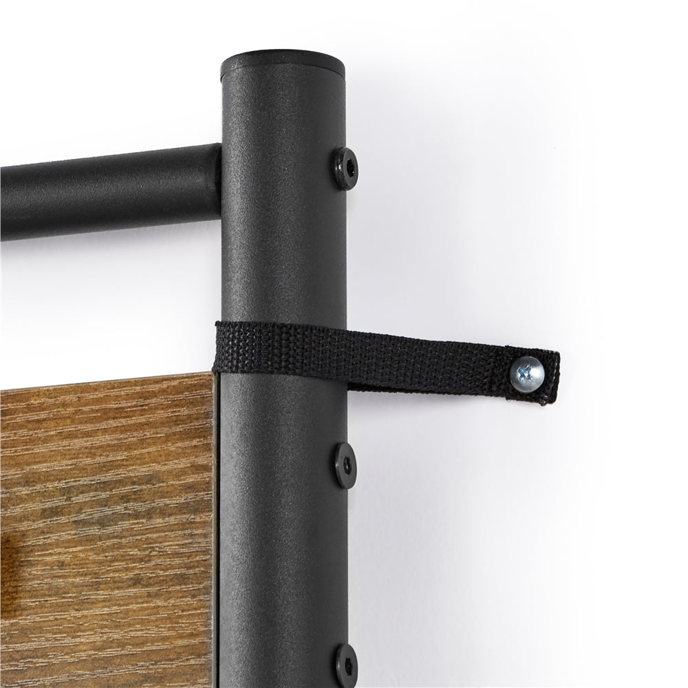 Rustic Brown Wooden Entryway Coat Rack with Shoe Storage Bench Q302130