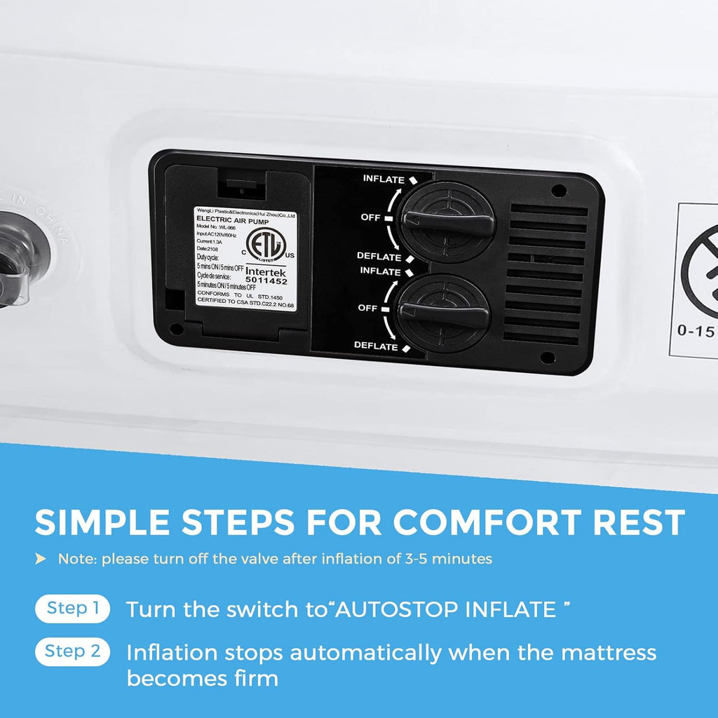 Queen Air Mattress with Built-in Pump, 80x60x18, Pack of 2 K37574