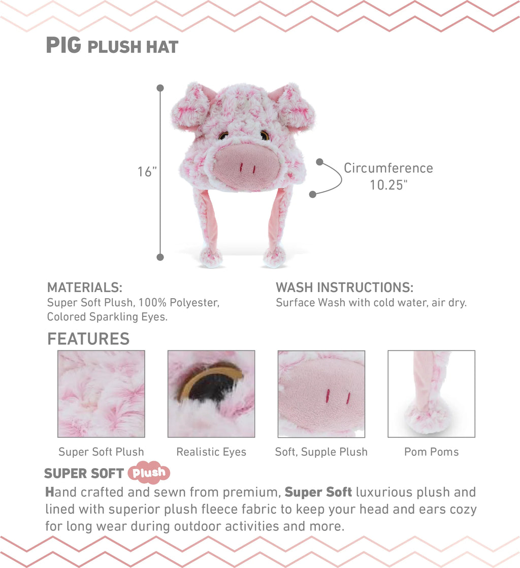 Pink Pig Plush Animal Winter Hat with Ear Flaps A5727