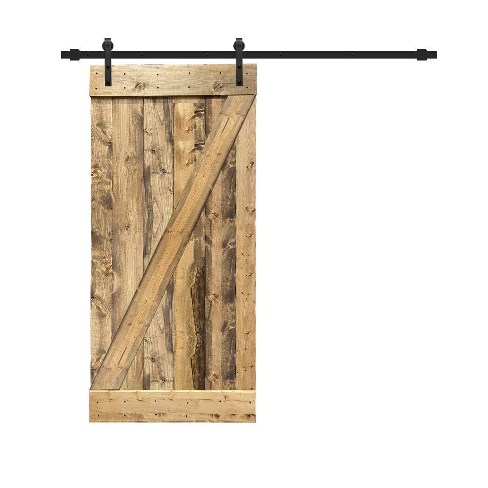 24 in. x 84 in. Distressed Solid Wood Interior Sliding Barn Door with Hardware Kit T8208